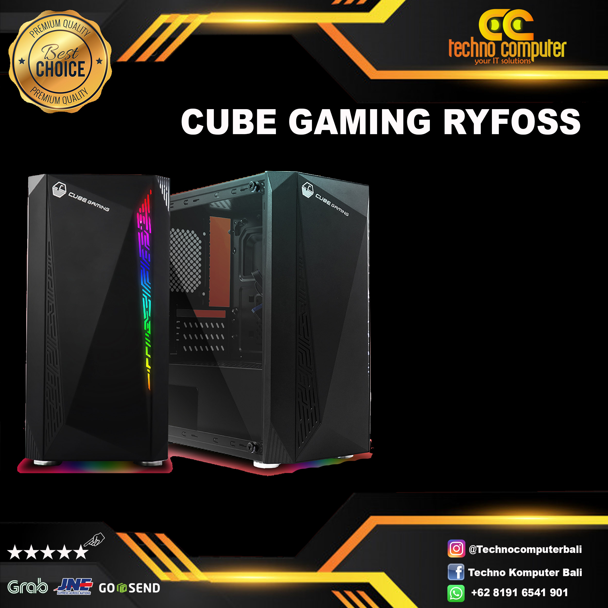 CASING CUBE GAMING RYFOSS - mATX - LEFT SIDE TEMPERED GLASS - FRONT LED STRIP