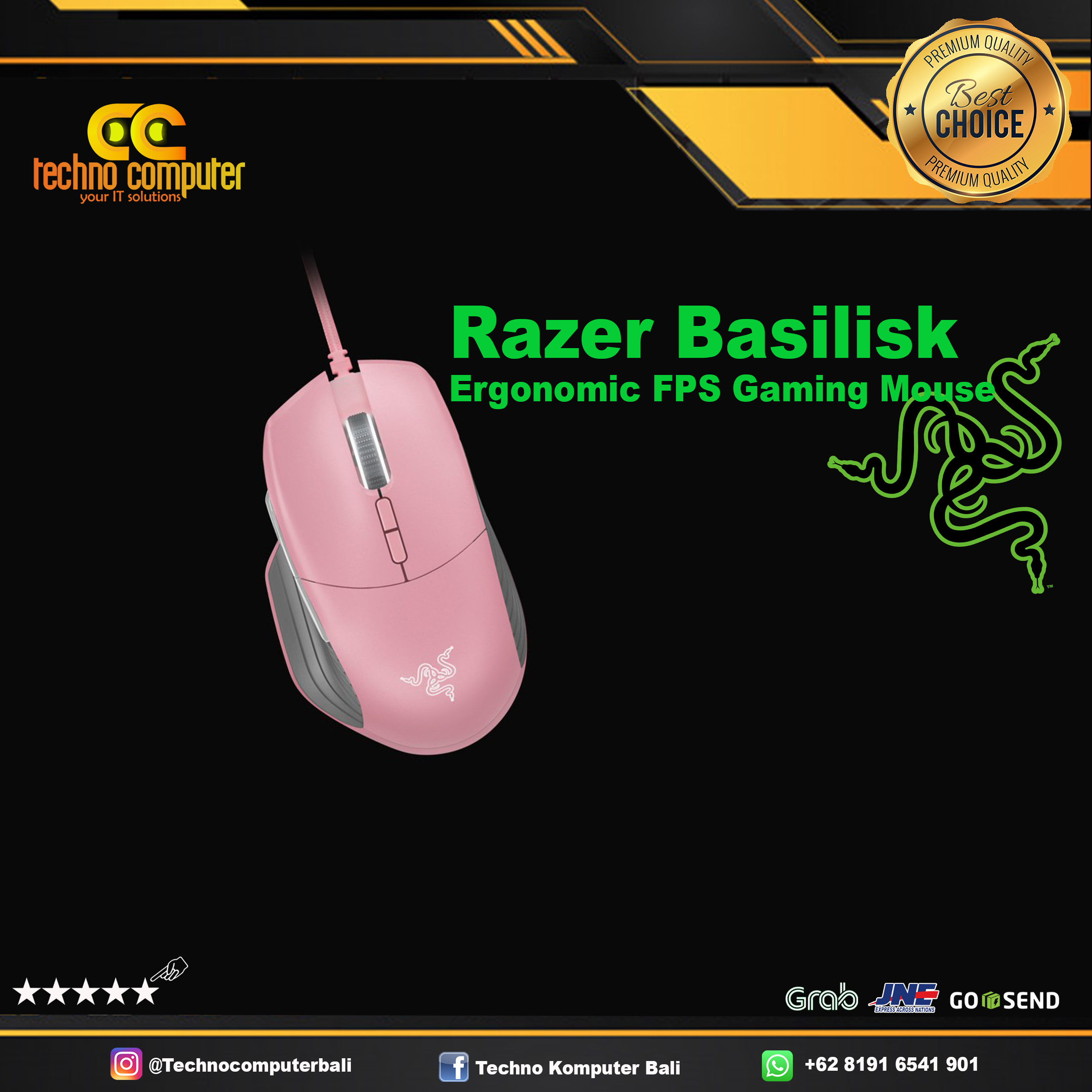 RAZER Basilisk Quartz Pink - Gaming Mouse