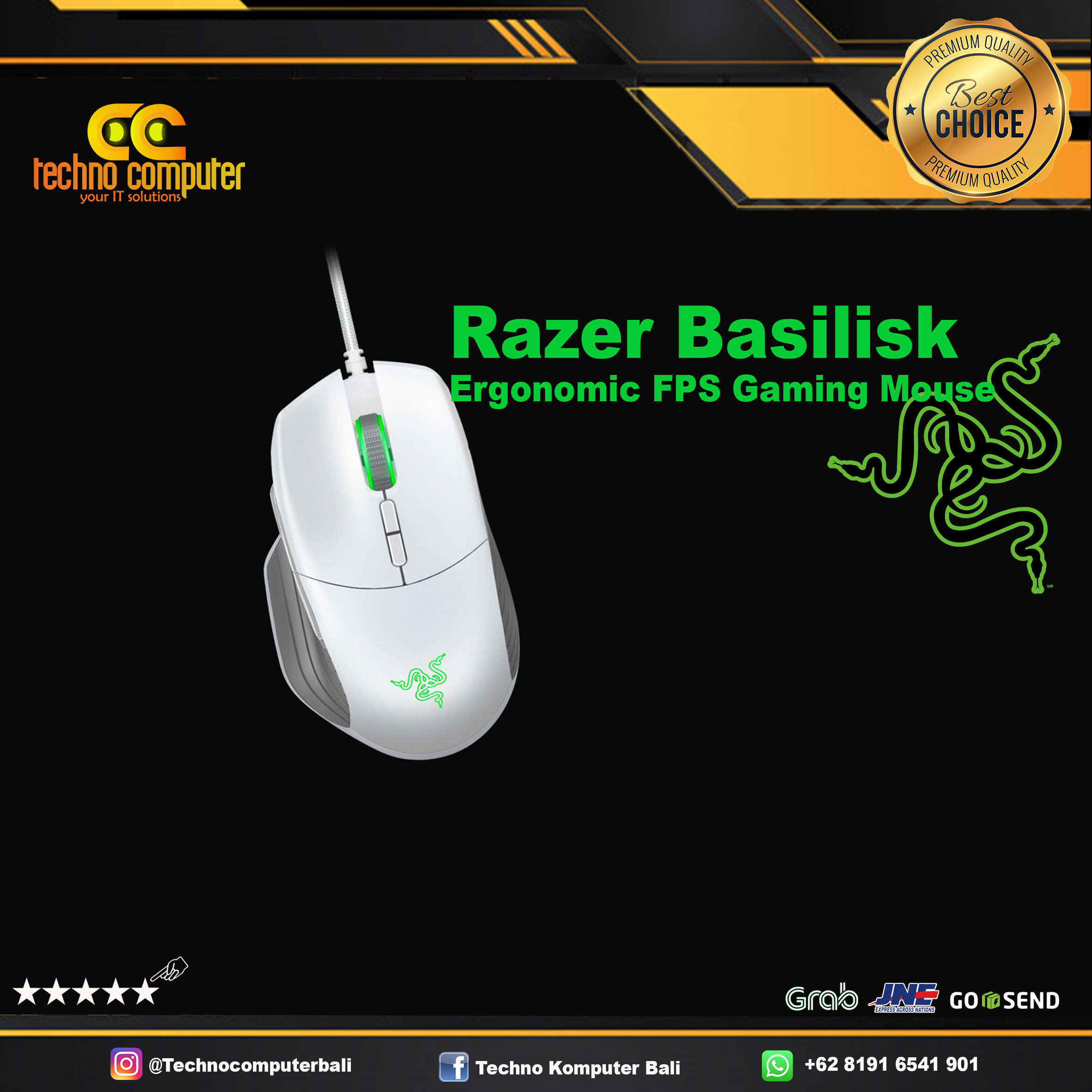 RAZER Basilisk Mercury White - Gaming Mouse