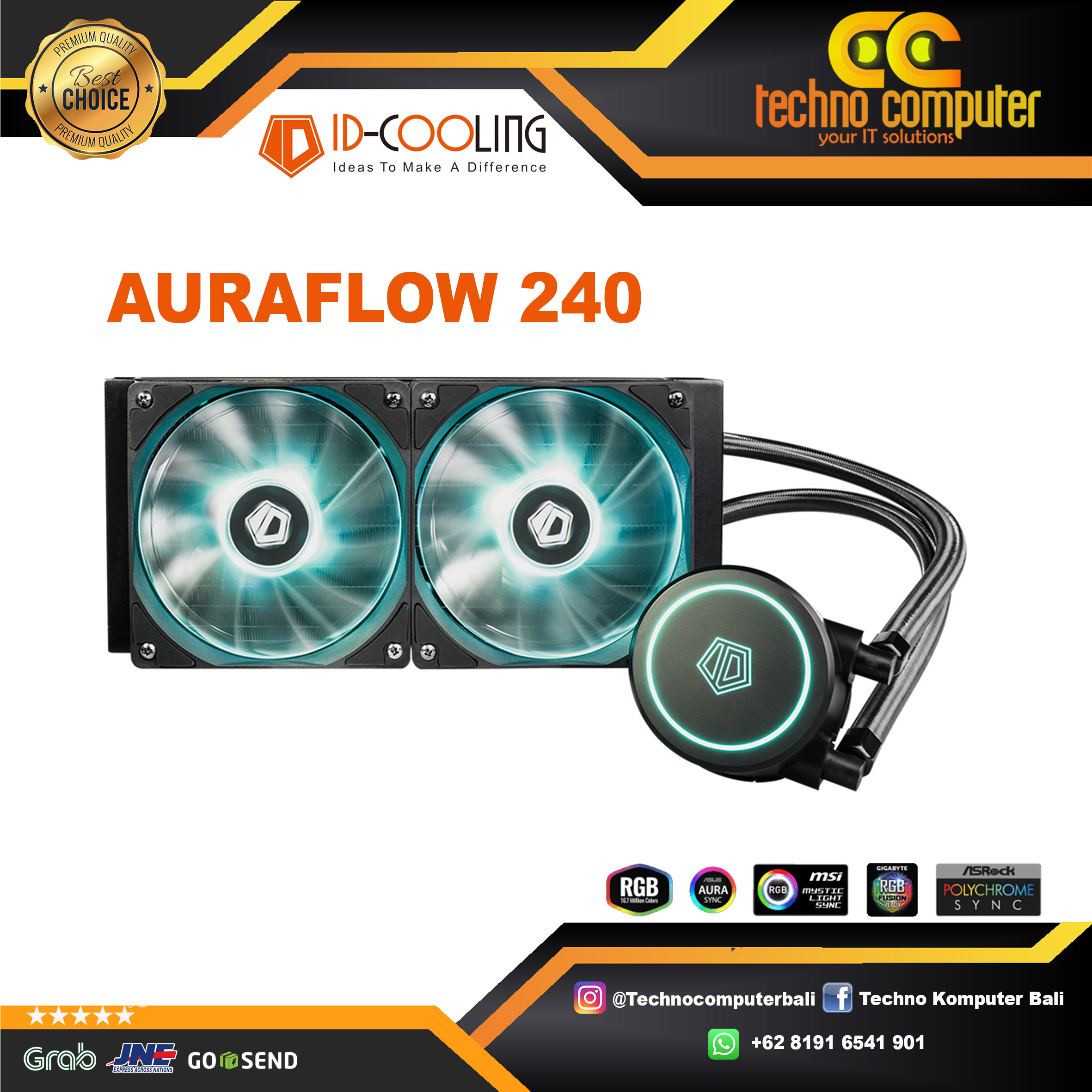 ID-COOLING AURAFLOW 240 RGB - 240mm AIO Liquid Cooler