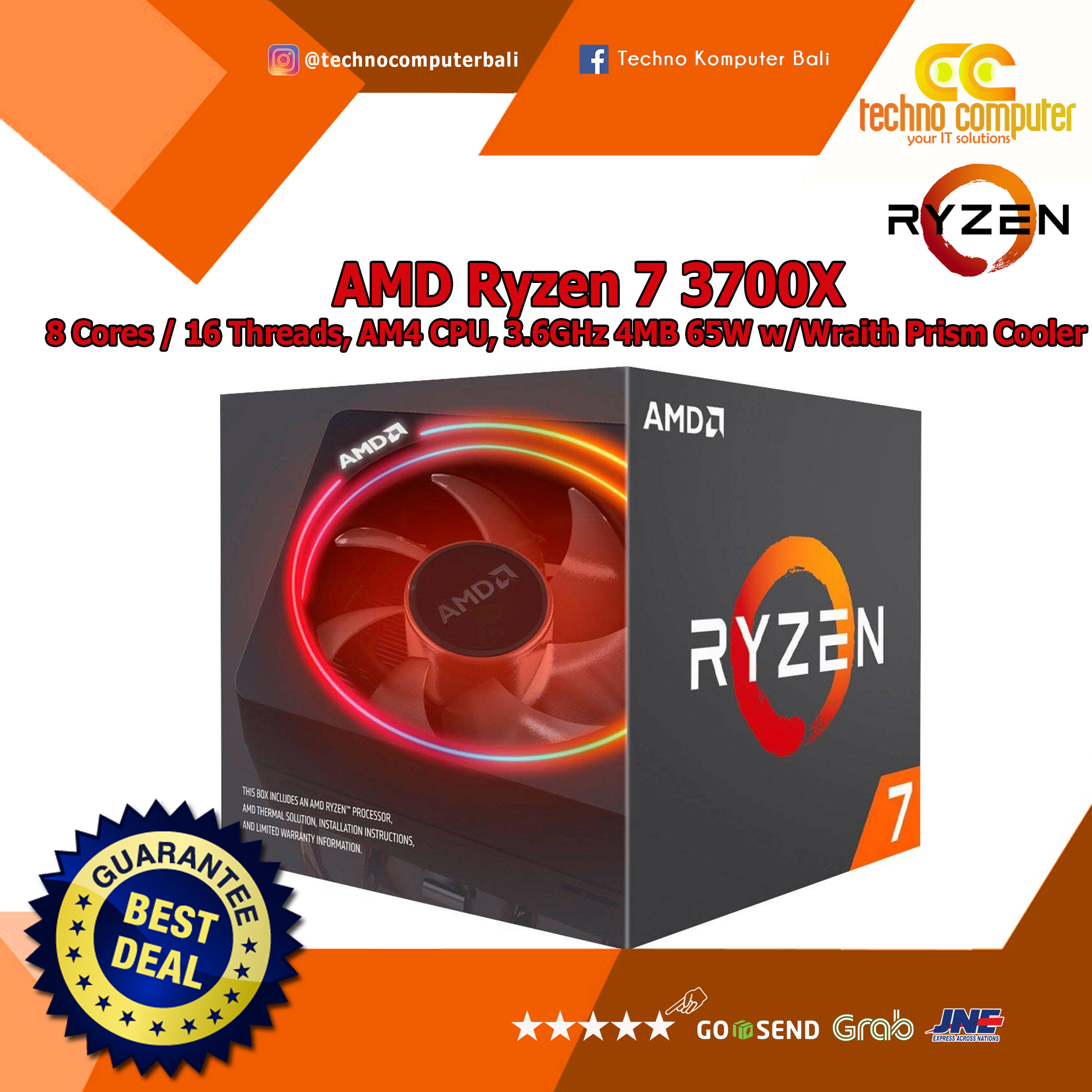 PROCESSOR AMD RYZEN 7 3700X - 8 Core 16 Threads Up to 4.4GHz - Socket AM4