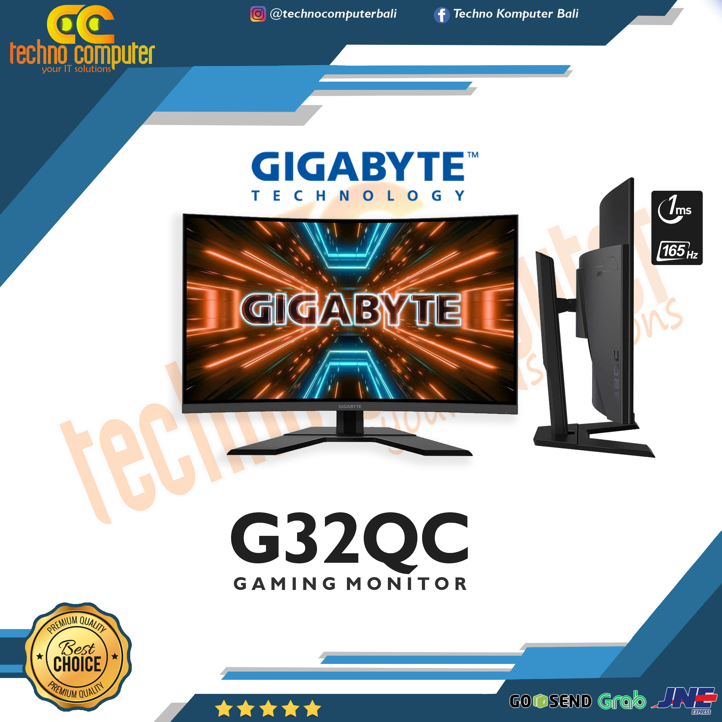 GIGABYTE G32QC-EK Curved Gaming Monitor - 32 inch, QHD (2560 x 1440), VA, 165Hz, 1ms, FreeSync