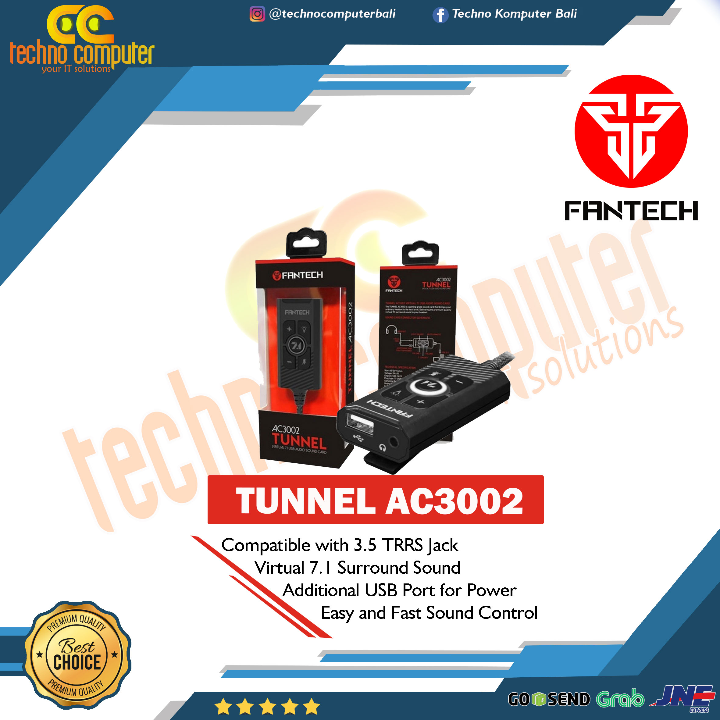 Fantech SOUND CARD USB 7.1 AC3002 Tunnel Virtual Surround Sound