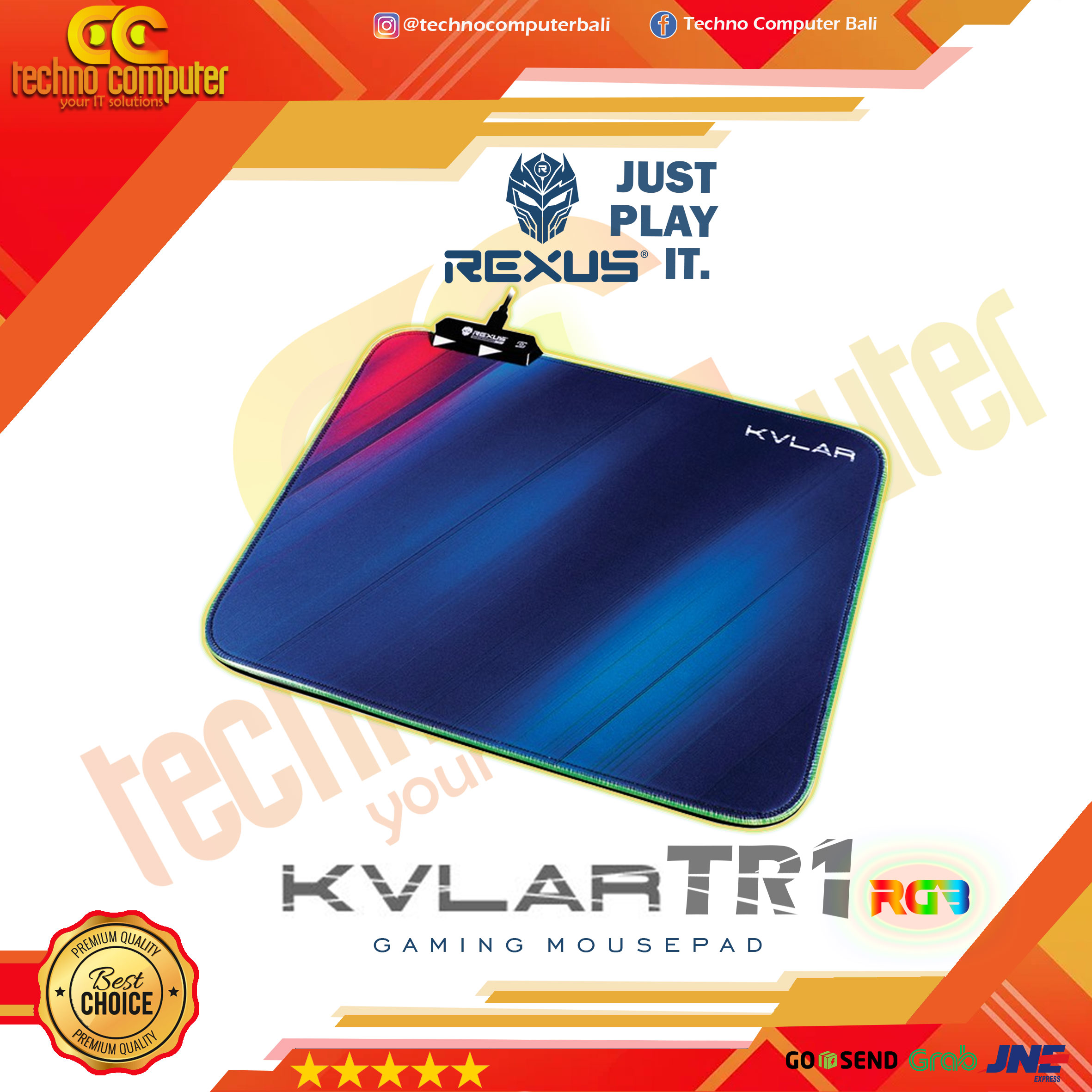 MOUSEPAD REXUS KVLAR TR1 RGB (350 x 275 x 4mm) - Gaming Mousepad
