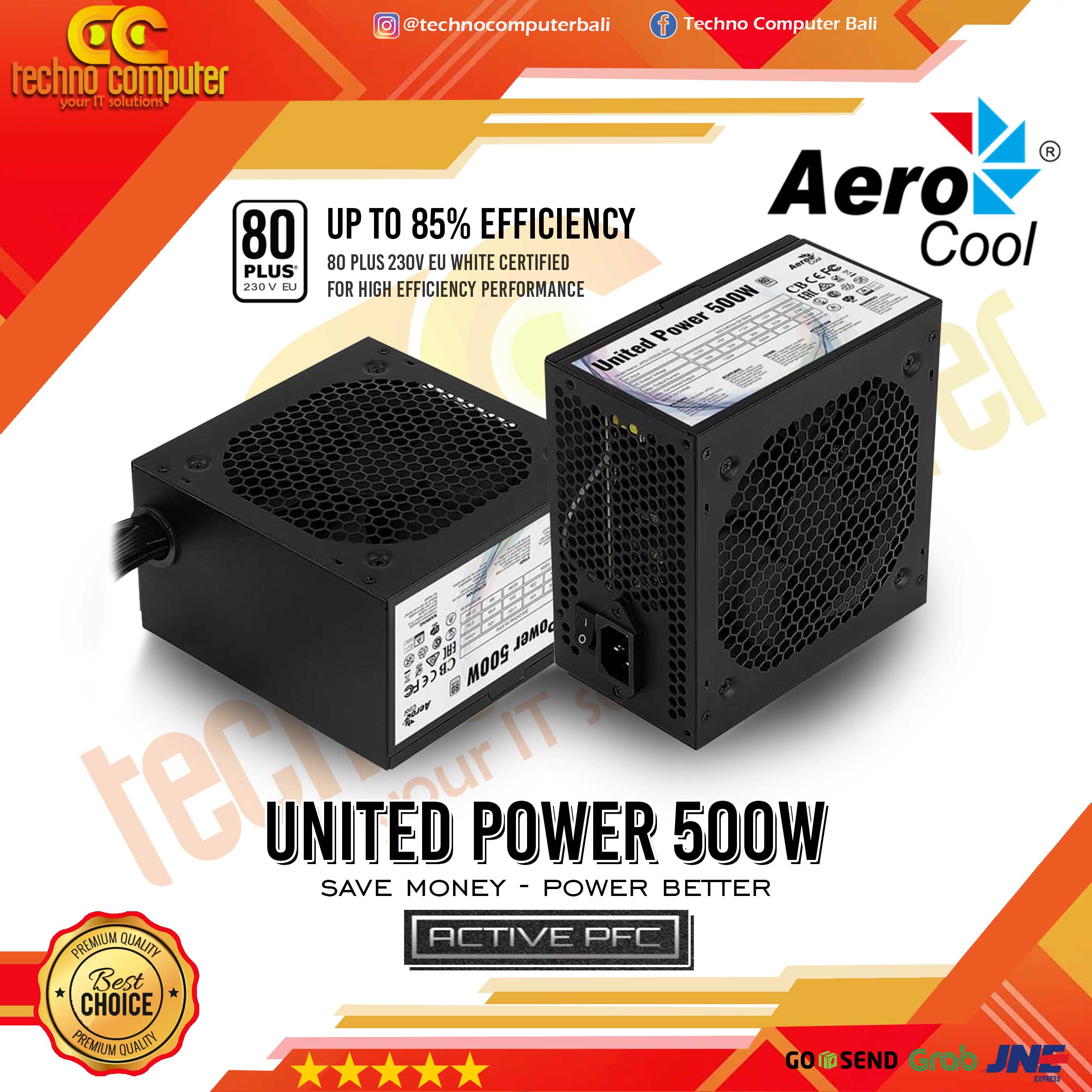 AEROCOOL UNITED POWER 500W 80+ White - Non Modular