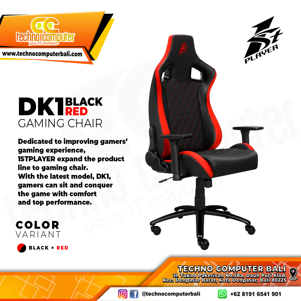 KURSI GAMING 1ST PLAYER GAMING CHAIR DK1 - RED BLACK