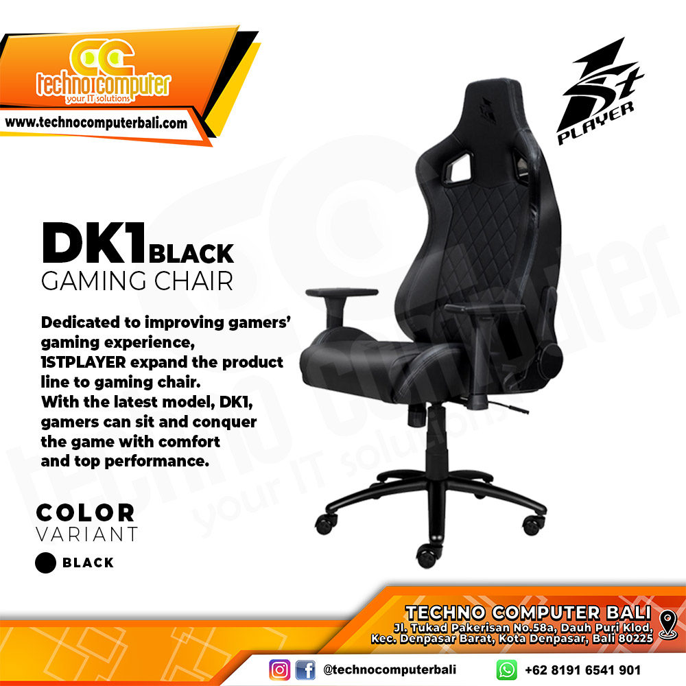 KURSI GAMING 1ST PLAYER GAMING CHAIR DK1 - BLACK