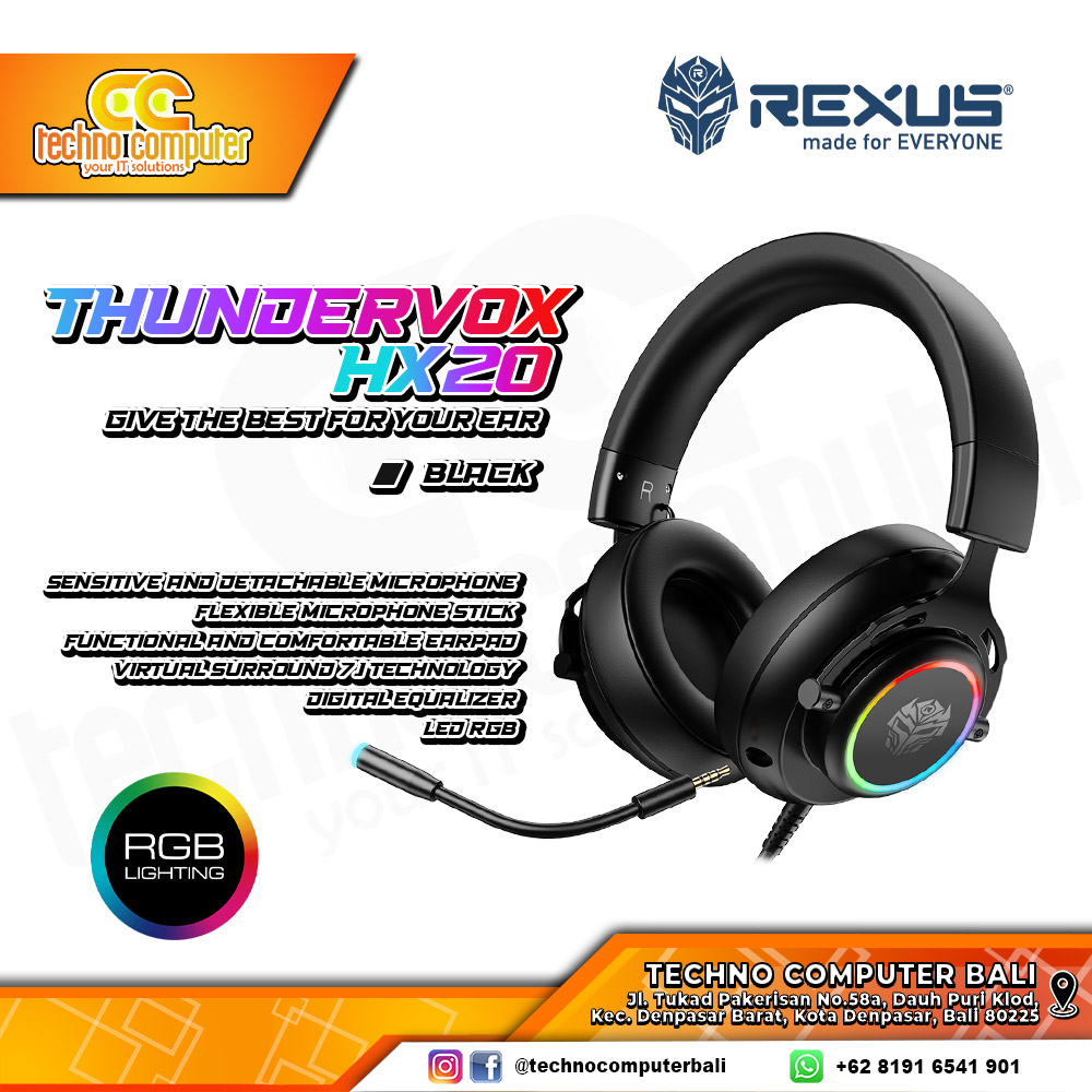 HEADSET REXUS THUNDERVOX HX20 RGB Black - Gaming Headset
