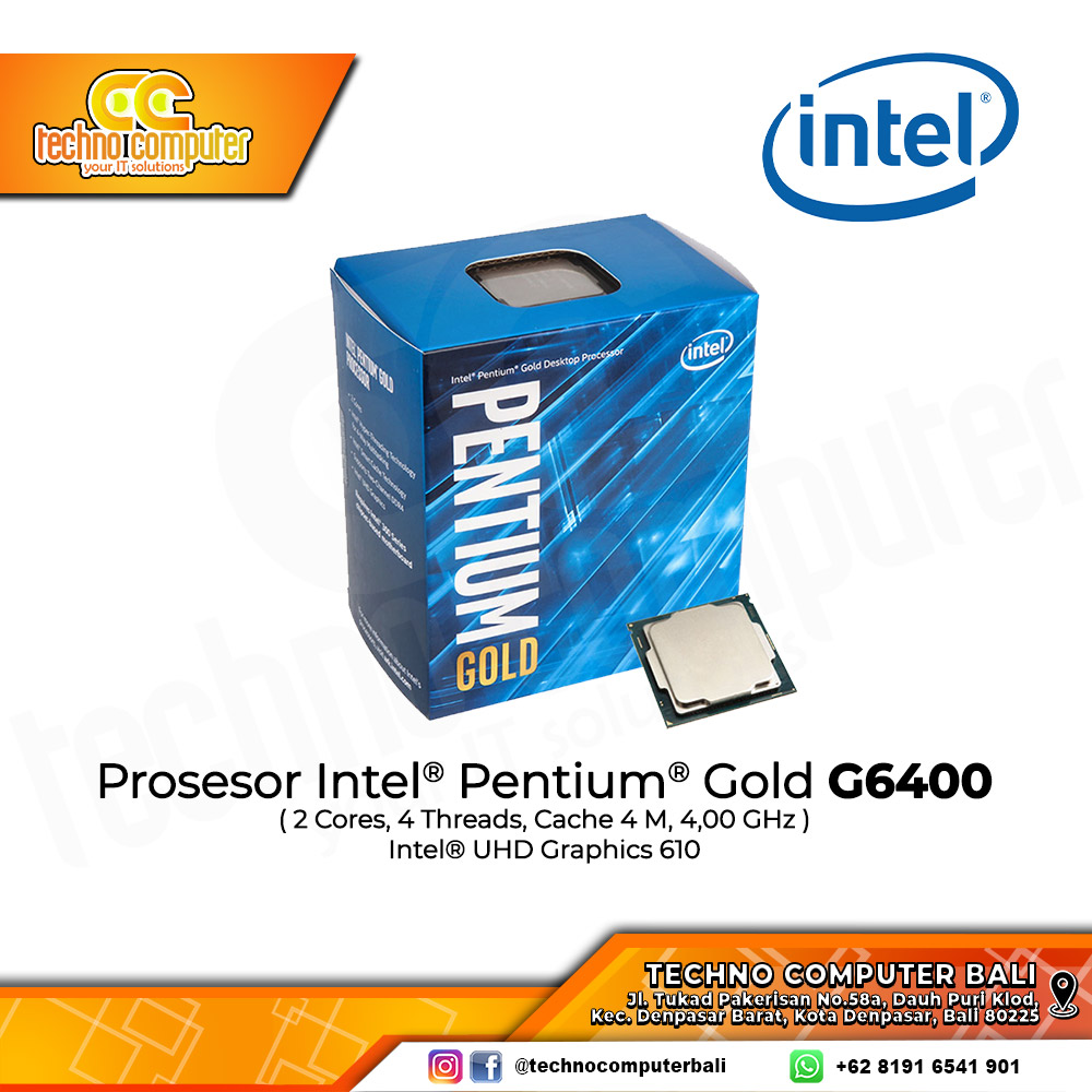 PROCESSOR INTEL PENTIUM GOLD G6400 - 2 Core 4 Threads Up to 4.3GHz - Socket LGA1200