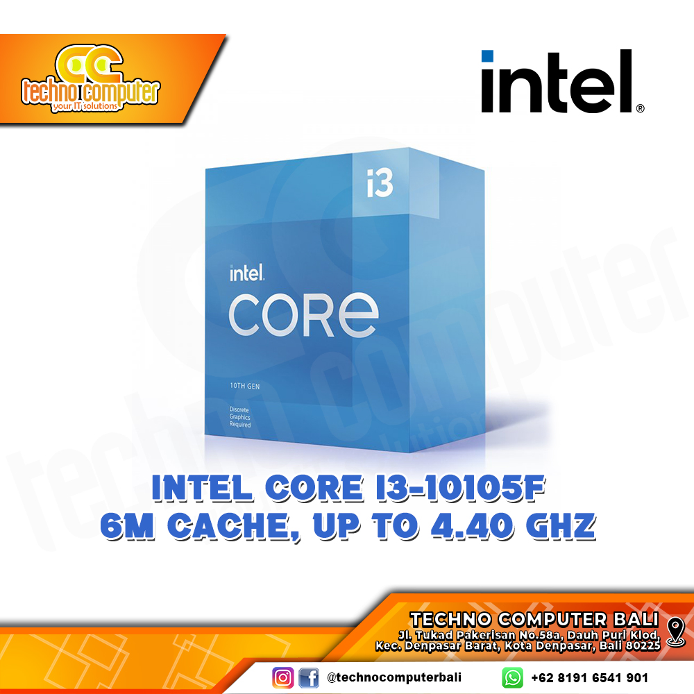 PROCESSOR INTEL CORE I3-10105F - 4 Cores 8 Threads Up to 4.4GHz - Socket LGA1200