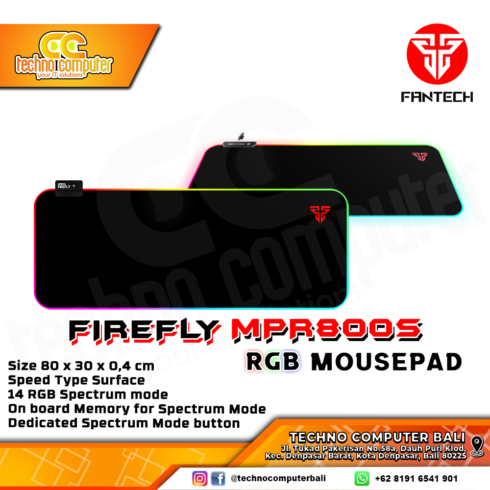 MOUSEPAD FANTECH FIREFLY MPR800s RGB Black (780 x 300 x 4 mm) - Gaming Mousepad