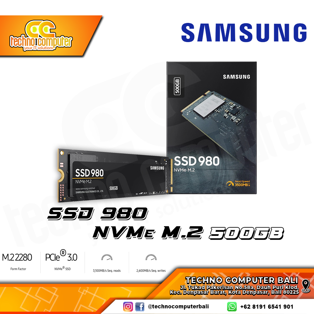 SSD SAMSUNG 980 M.2 NVMe 2280 PCIe Gen3 x4 - 500GB