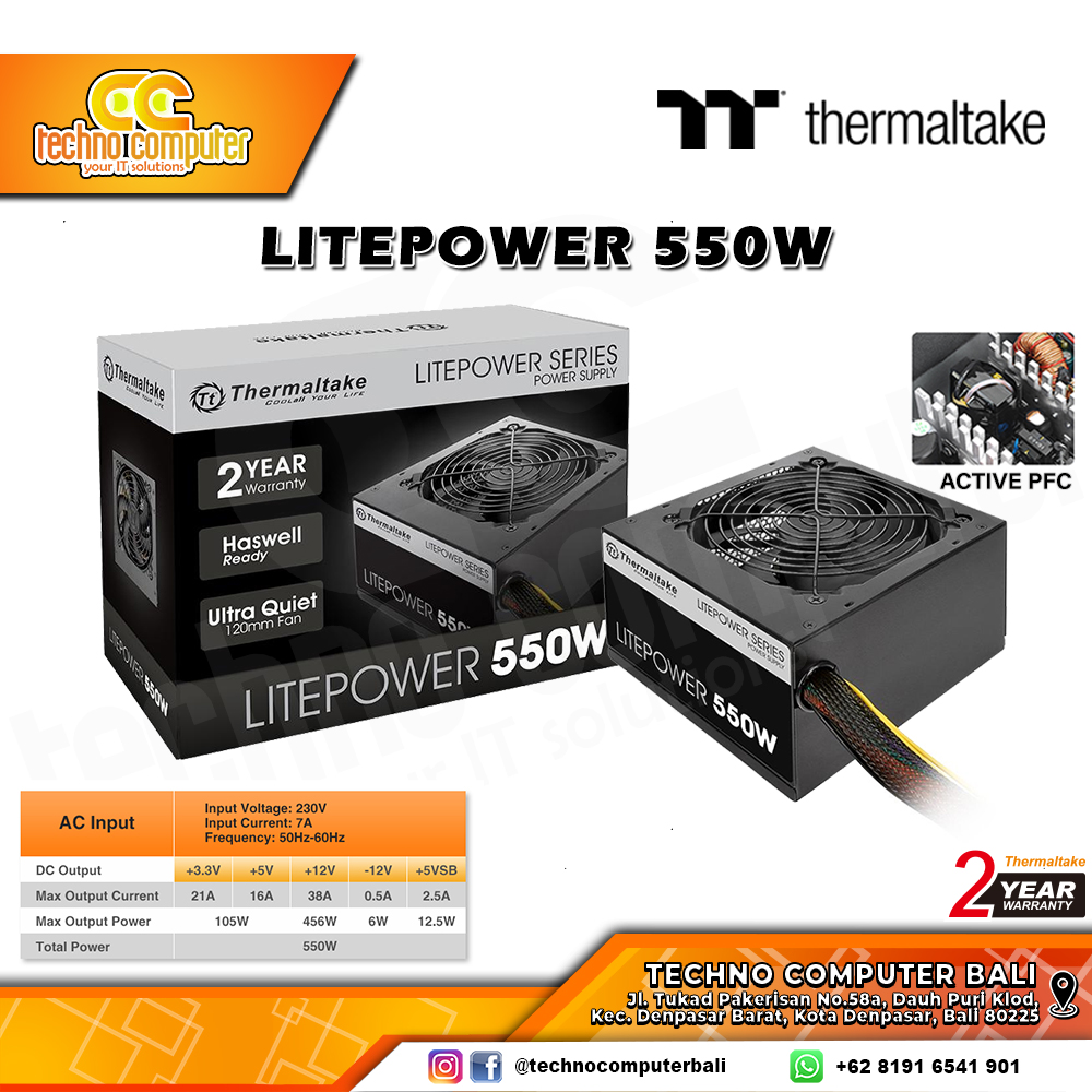 THERMALTAKE LITEPOWER 550W (230v) - Non Modular