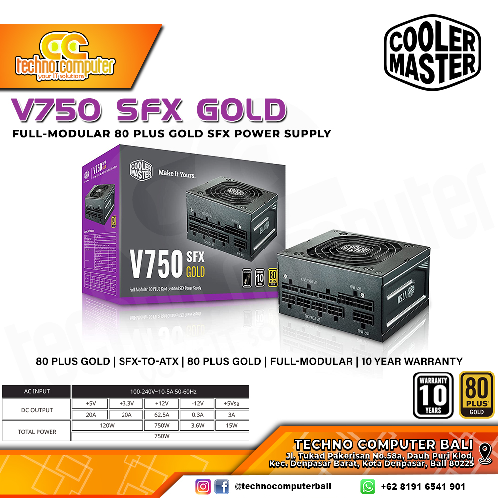 COOLERMASTER V750 SFX 750W  80+ Gold - Full Modular