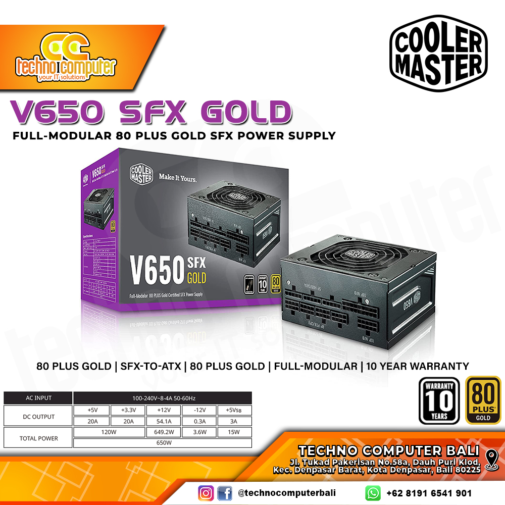COOLERMASTER V650 SFX 650W 80+ Gold - Full Modular