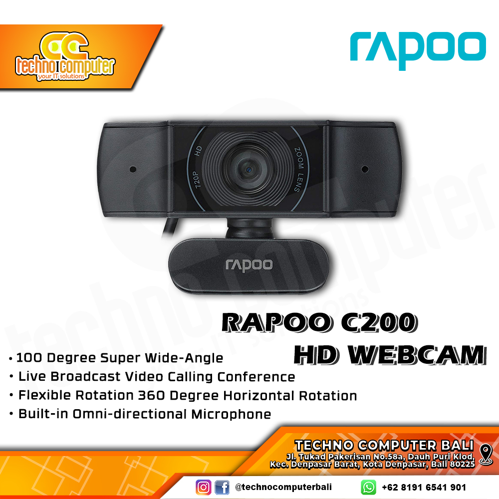 RAPOO C200 - HD 720p 30Fps Webcam