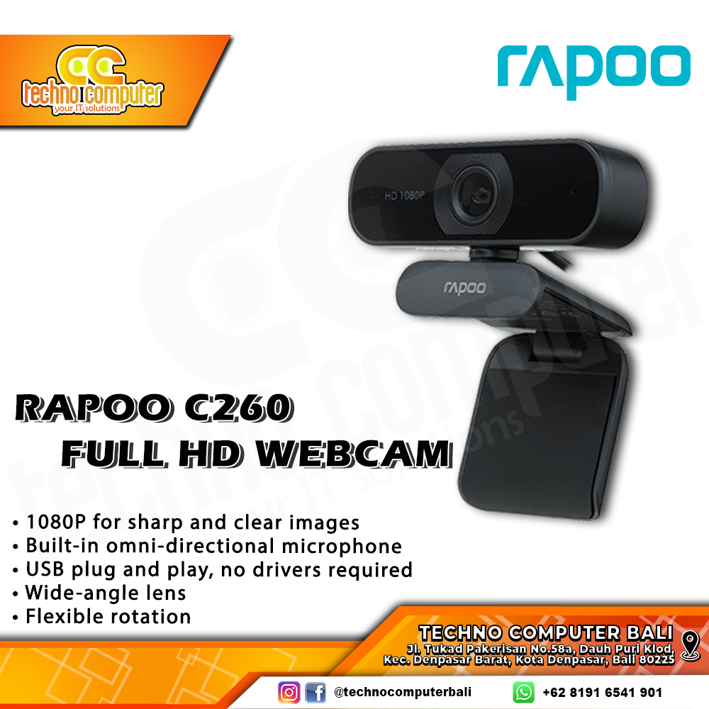 RAPOO C260 - Full HD 1080p 30Fps Auto Focus Webcam