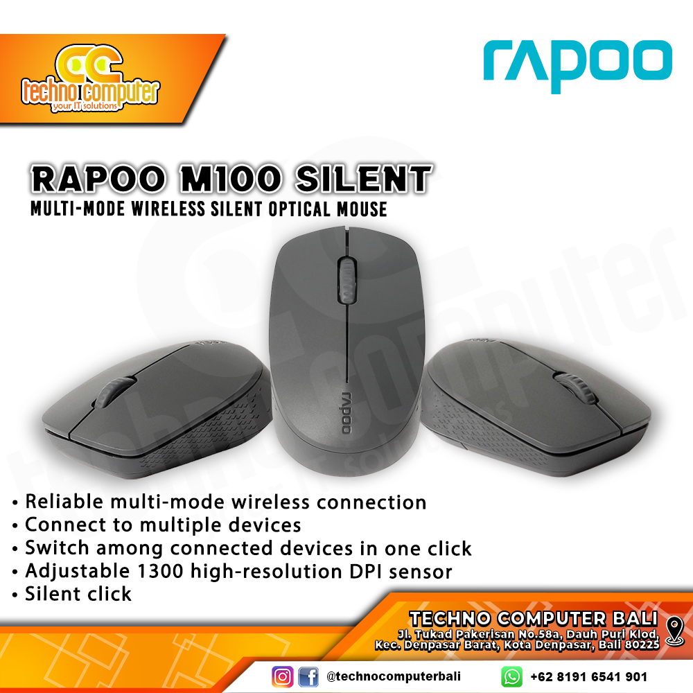 RAPOO M100 Wireless Dark Grey - Office Mouse Wireless