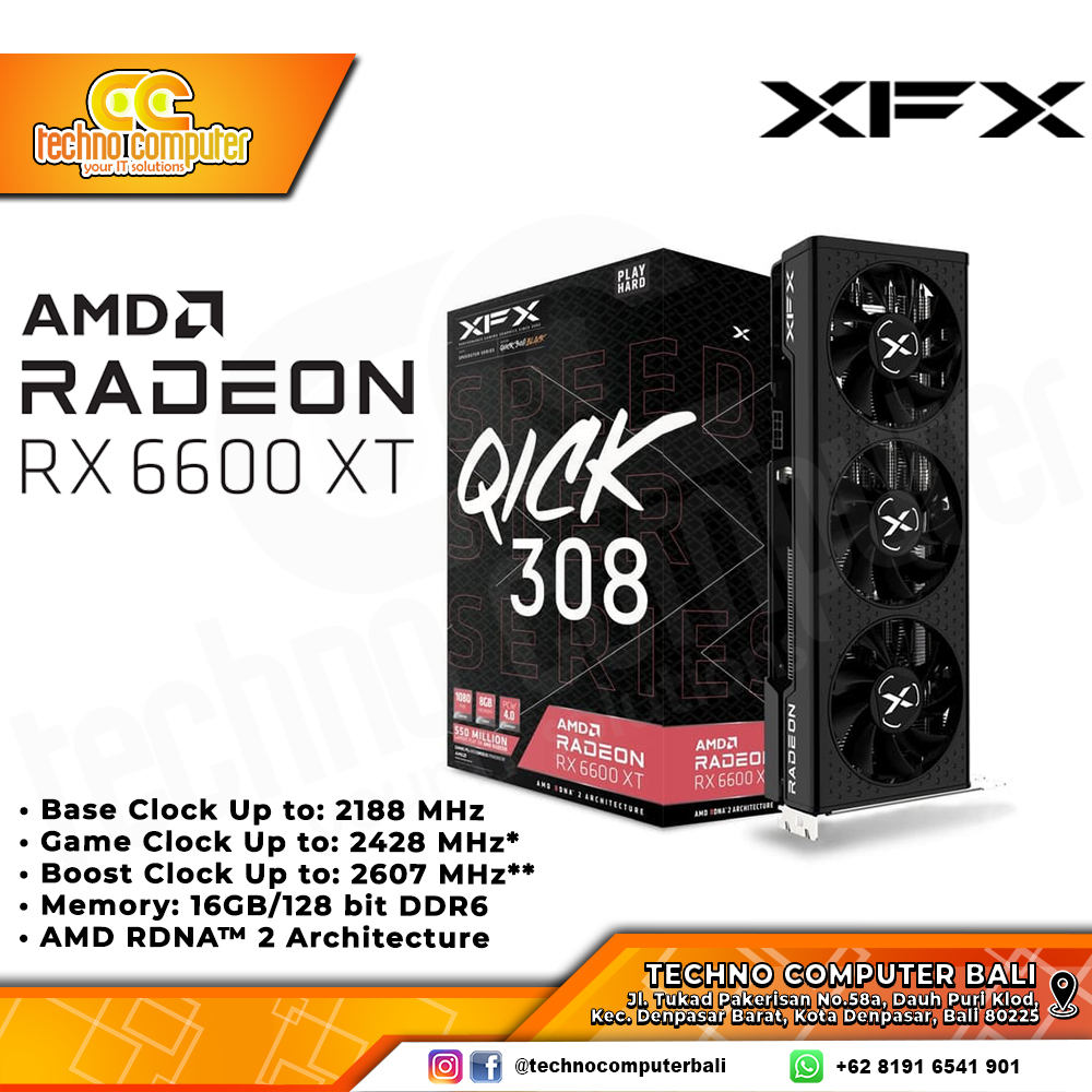 XFX AMD Radeon  RX 6600 XT SPEEDSTER QICK308 8GB GDDR6
