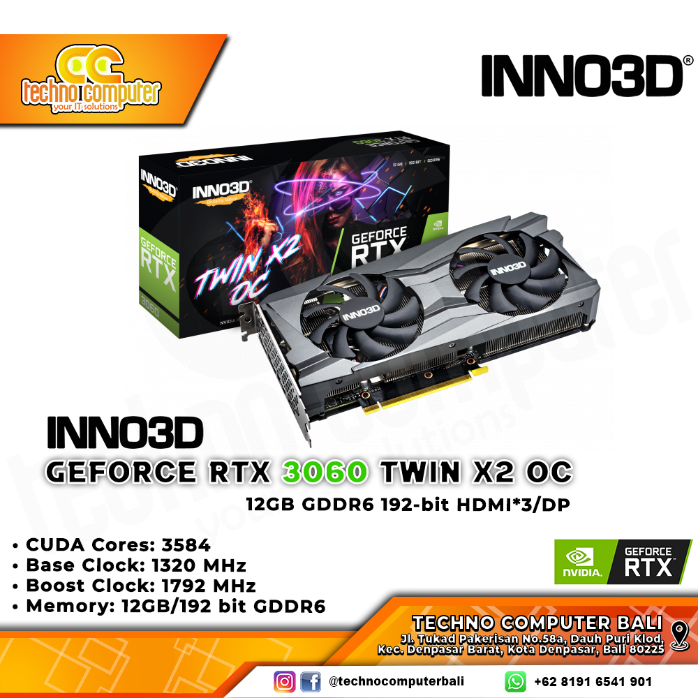 INNO3D NVIDIA GeForce RTX 3060 TWIN X2 OC Edition 12GB GDDR6
