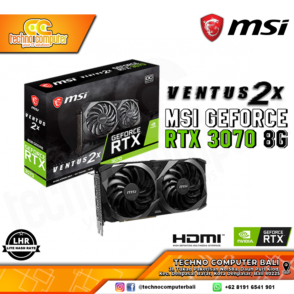 MSI NVIDIA GeForce RTX 3070 VENTUS 2x OC Edition 8GB GDDR6 - LHR Version