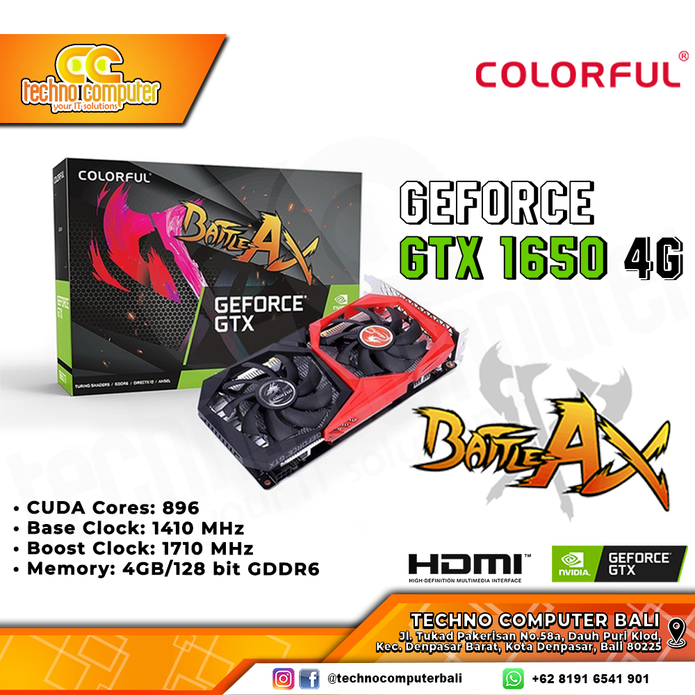 COLORFUL NVIDIA GeForce GTX 1650 Battle AX 4GB GDDR6