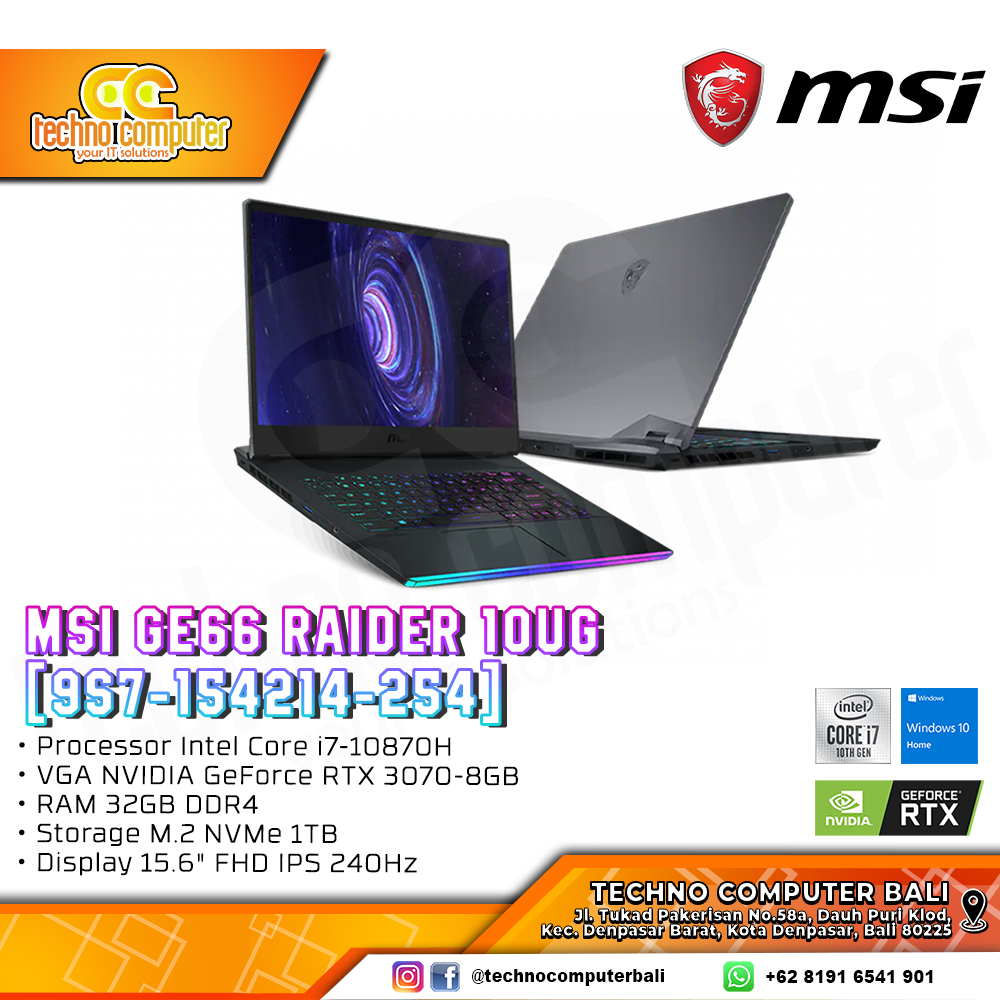 MSI GE66 Raider 10UG [9S7-154214-254] i7-10870H 32GB 1TB RTX3070 Win10