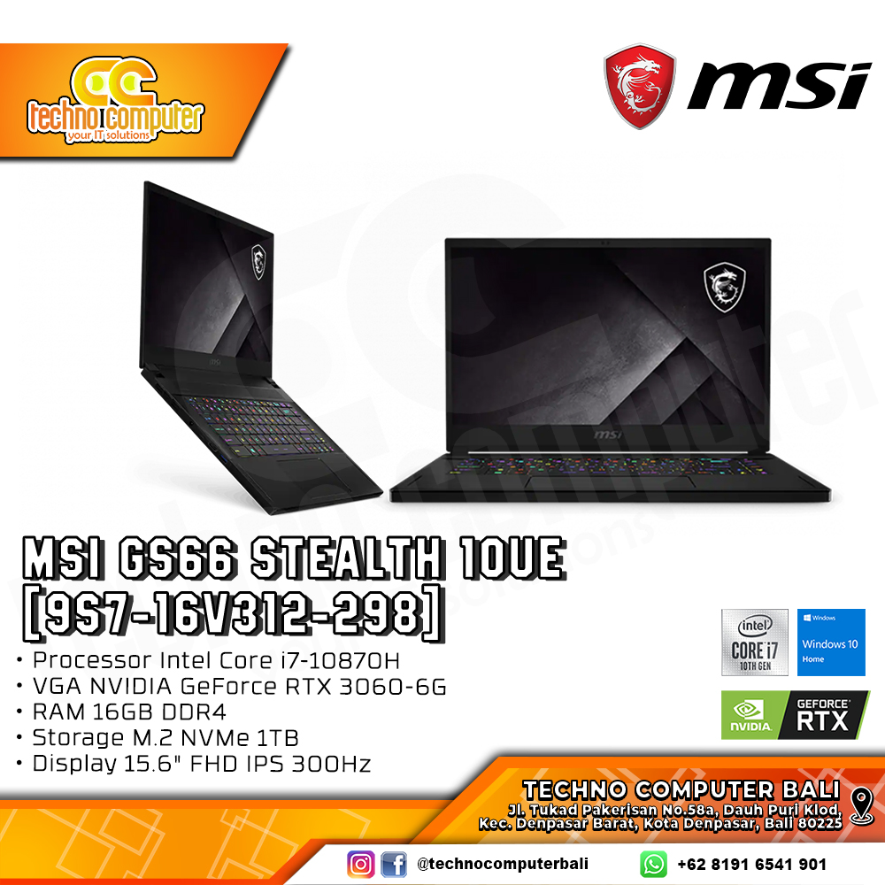 MSI GS66 Stealth 10UE [9S7-16V312-298] i7-10870H 16GB 1TB RTX3060 Win10