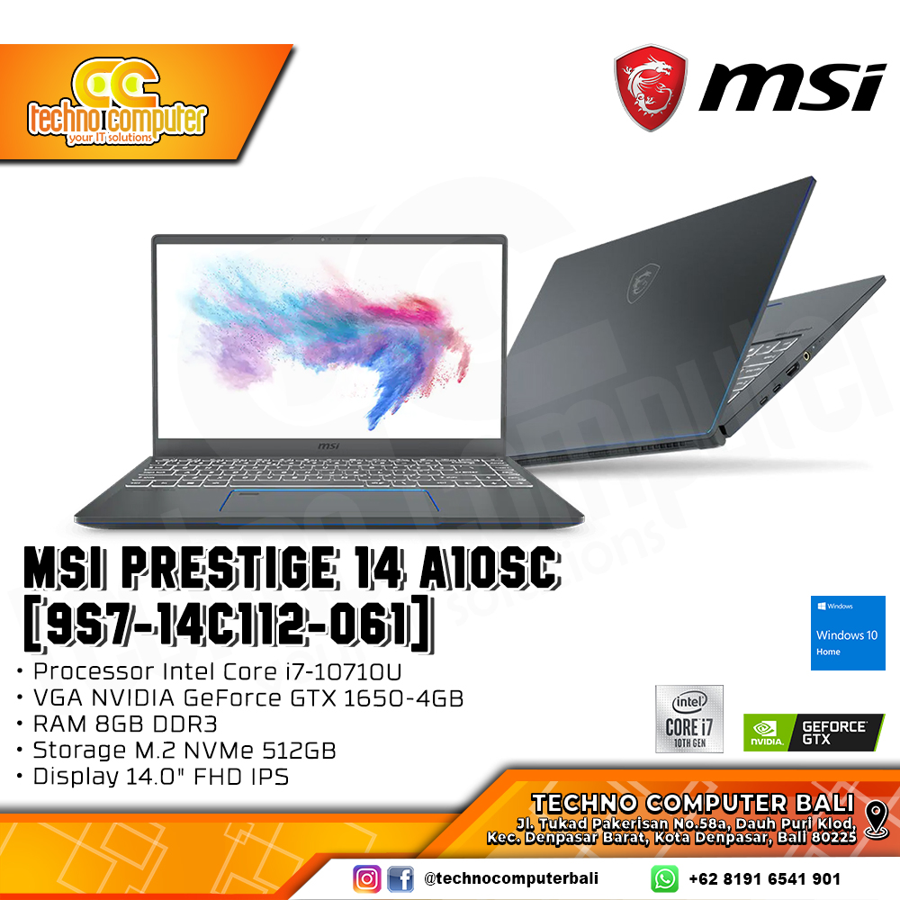 MSI Prestige 14 A10SC [9S7-14C112-061] i7-10710U 8GB 512GB GTX1650 Win10
