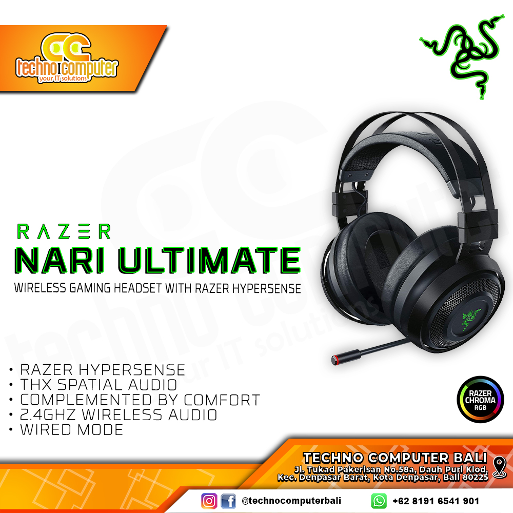 HEADSET RAZER NARI Ultimate Wireless - 7.1 Surround Sound - Gaming Headset