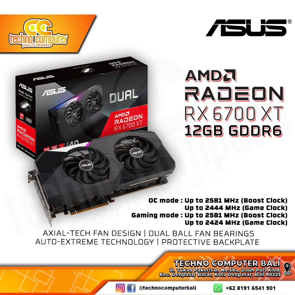 ASUS DUAL AMD Radeon RX 6700 XT 12GB GDDR6