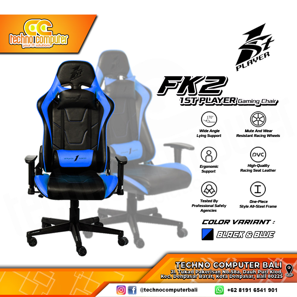 KURSI GAMING 1ST PLAYER GAMING CHAIR FK2 - BLACK BLUE
