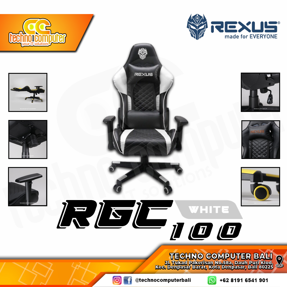 KURSI GAMING REXUS RGC-100 GAMING CHAIR - WHITE
