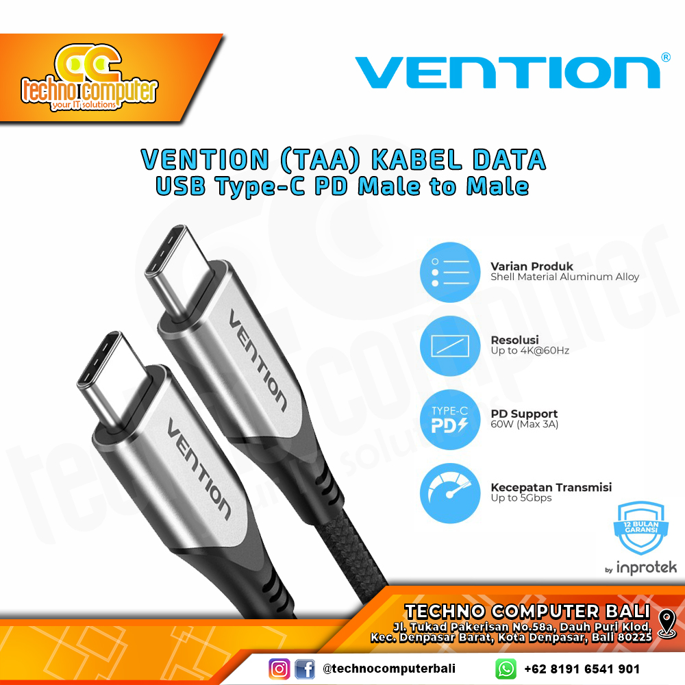 VENTION KABEL USB - USB Type-C Power Delivery M to M - TAA 0.5M