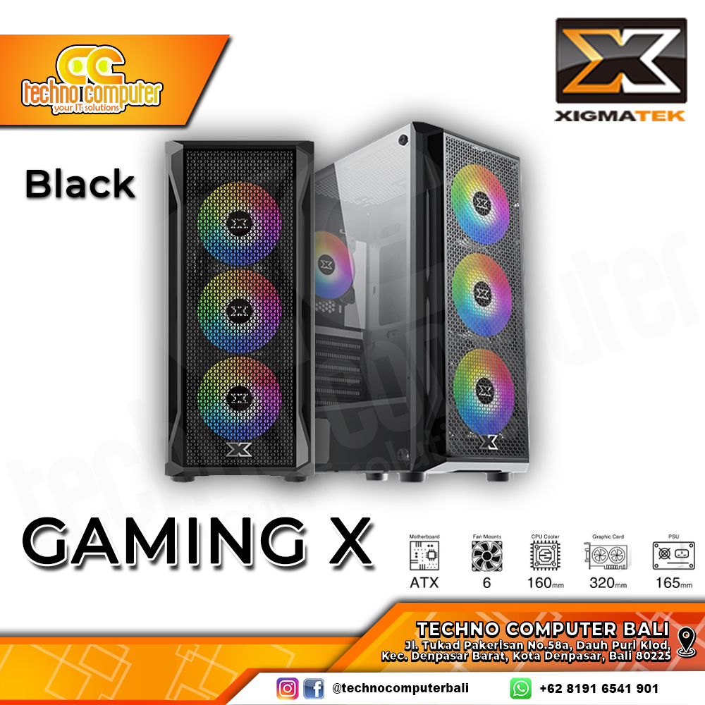 CASING XIGMATEK GAMING X Black - Mid Tower ATX Case Tempered Glass (Free 4x RGB Fan)