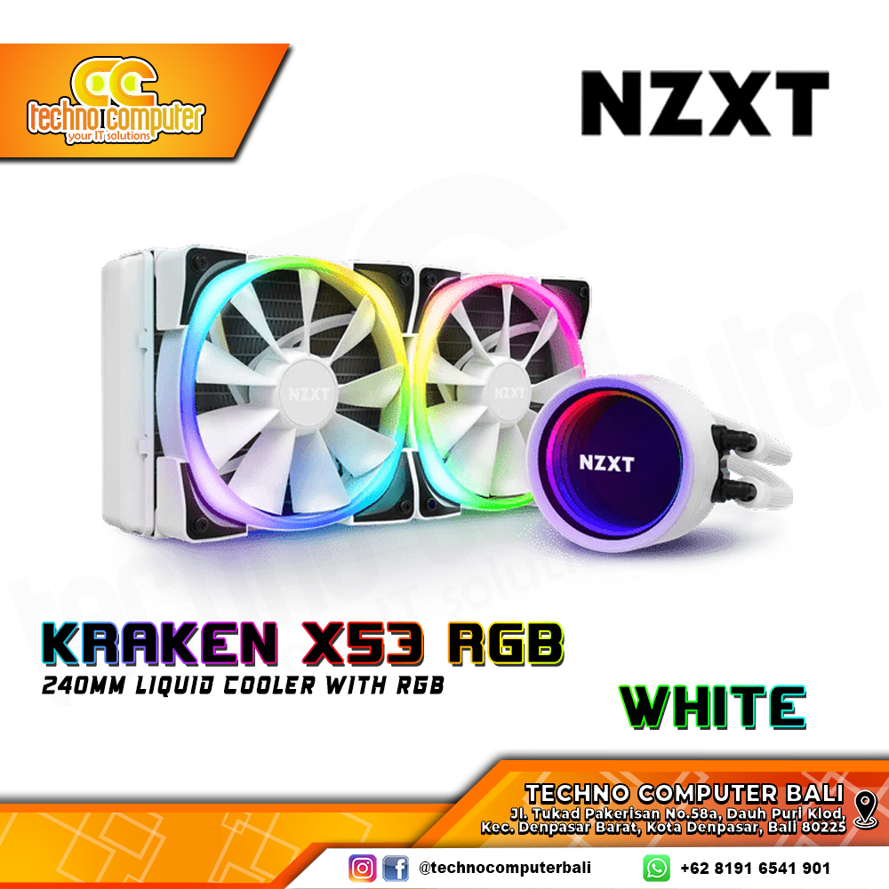 NZXT KRAKEN X53 RGB White Edition - CPU Cooler - 240mm AIO Liquid Cooler with Aer RGB Fans