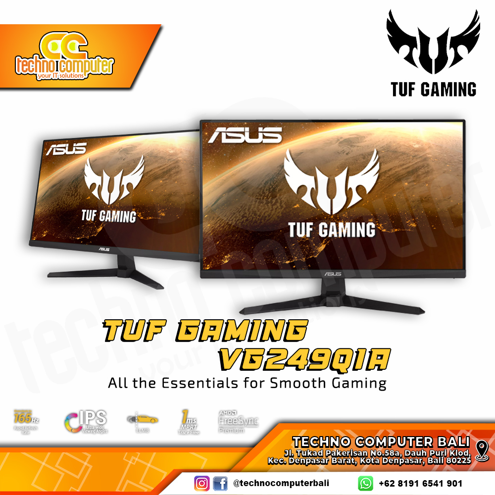 ASUS TUF GAMING VG249Q1A-J Gaming Monitor - 24 inch, FHD (1920 x 1080), IPS, 165Hz, 1ms 