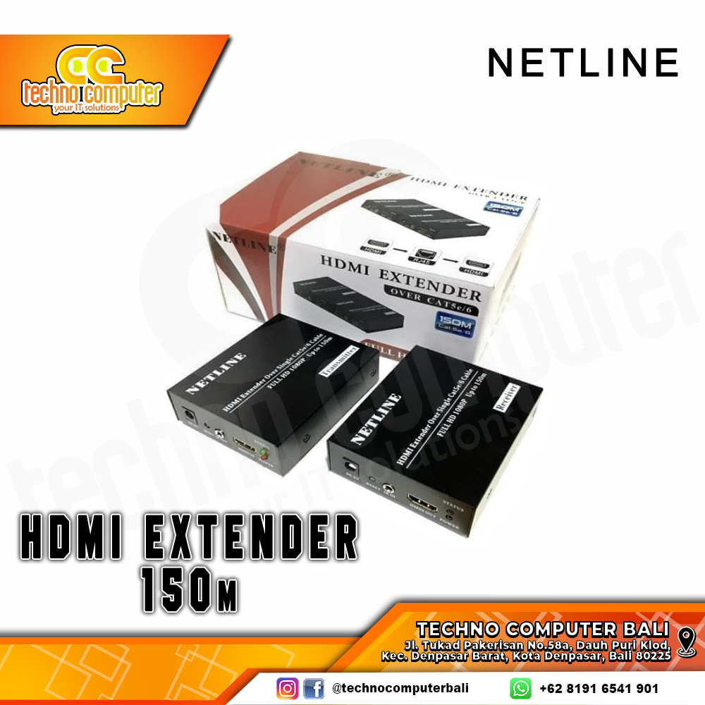 NETLINE HDMI Extender 150m single CAT5e/6 RJ45 150 meter