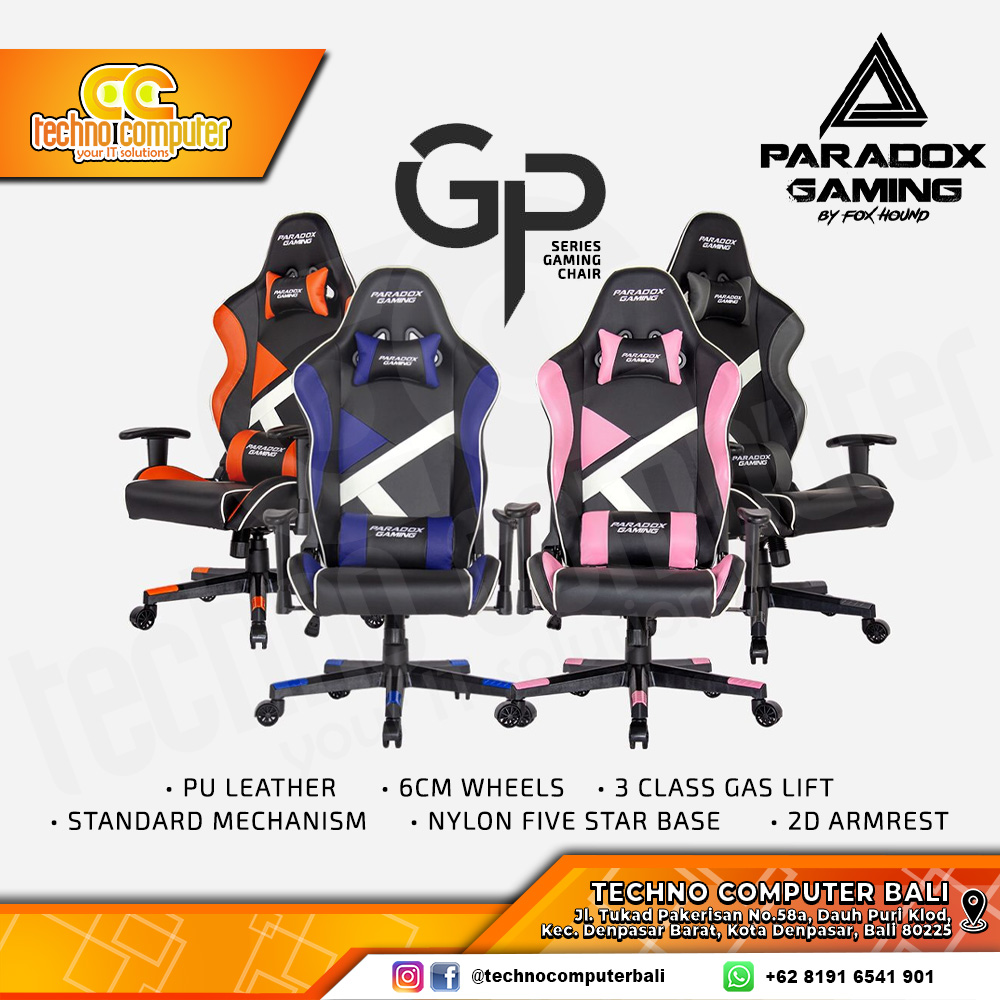 KURSI GAMING PARADOX GAMING GP Series GAMING CHAIR - Black/White/Blue