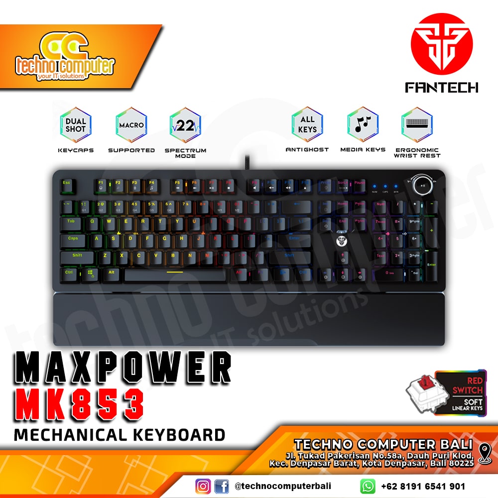 FANTECH MAXPOWER MK853 Black - Mechanical Red Switch - Gaming Keyboard