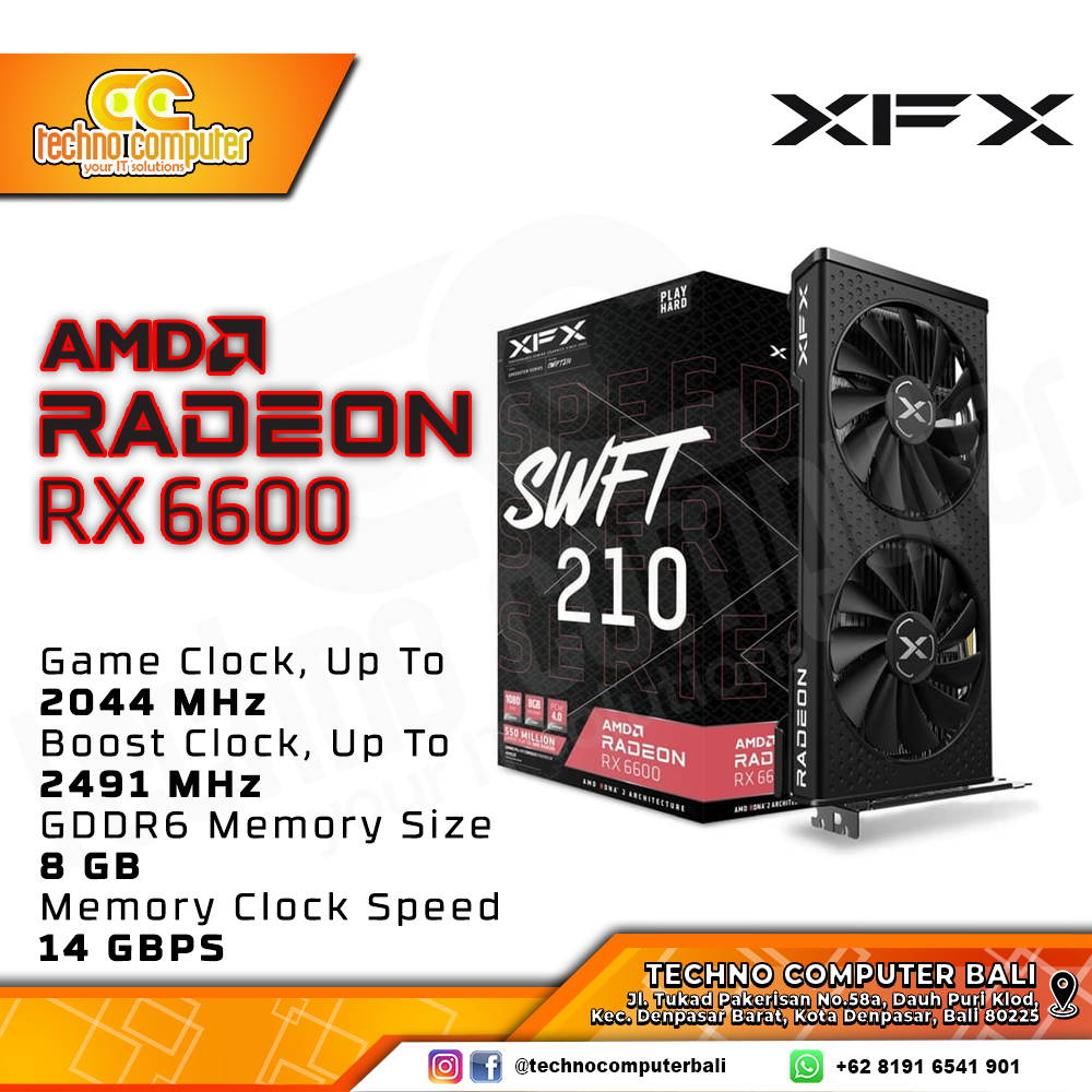 XFX AMD Radeon RX 6600 SPEEDSTER SWFT210 CORE 8GB GDDR6