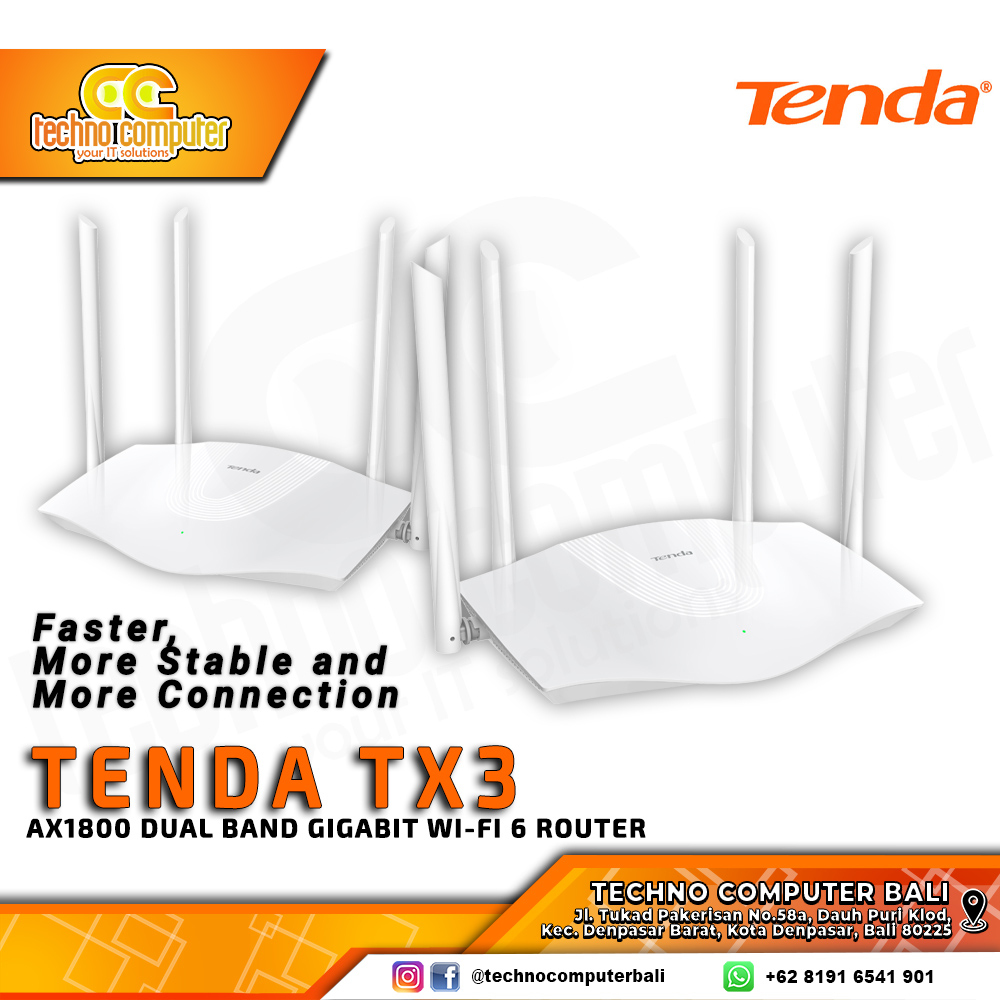 ROUTER TENDA TX3 AX1800 Dual Band WiFi 6 Gigabit Wireless Router