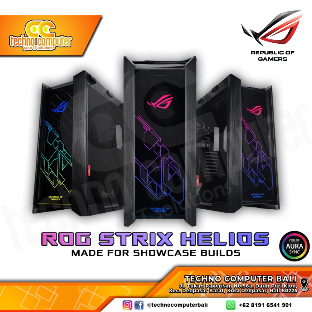 CASING ASUS ROG STRIX HELIOS Black - Mid Tower E-ATX Case Tempered Glass (Free 4x Fan)