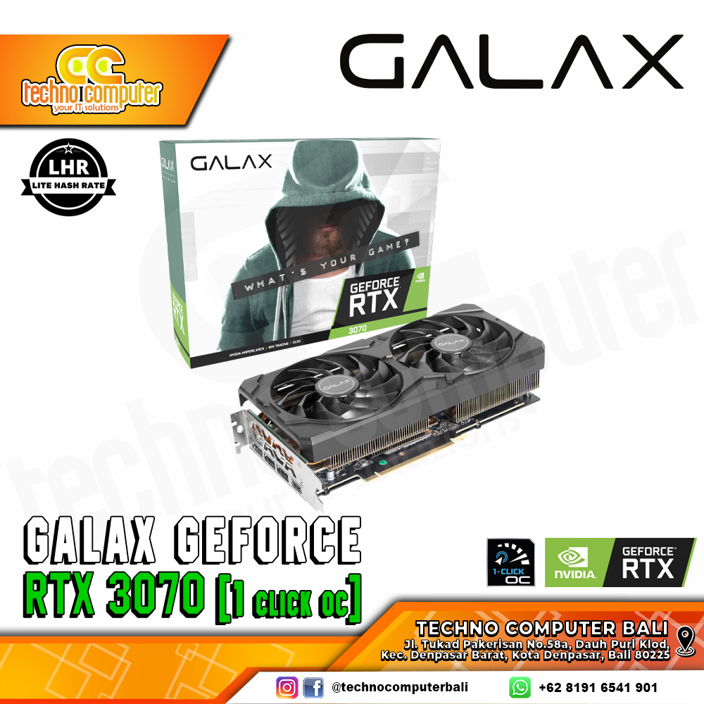GALAX NVIDIA GeForce RTX 3070 (1-Click OC) 8GB GDDR6 - LHR Version