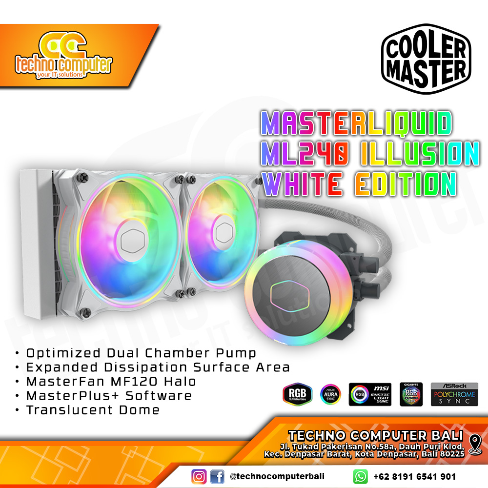 COOLERMASTER MASTERLIQUID ML240 Illusion ARGB White - CPU Cooler - 240mm AIO Liquid Cooler