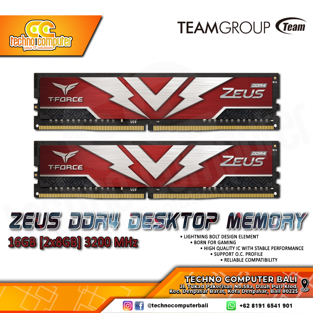 DDR4 TEAM T-FORCE ZEUS 16GB (2x8GB) Kit 3200MHz