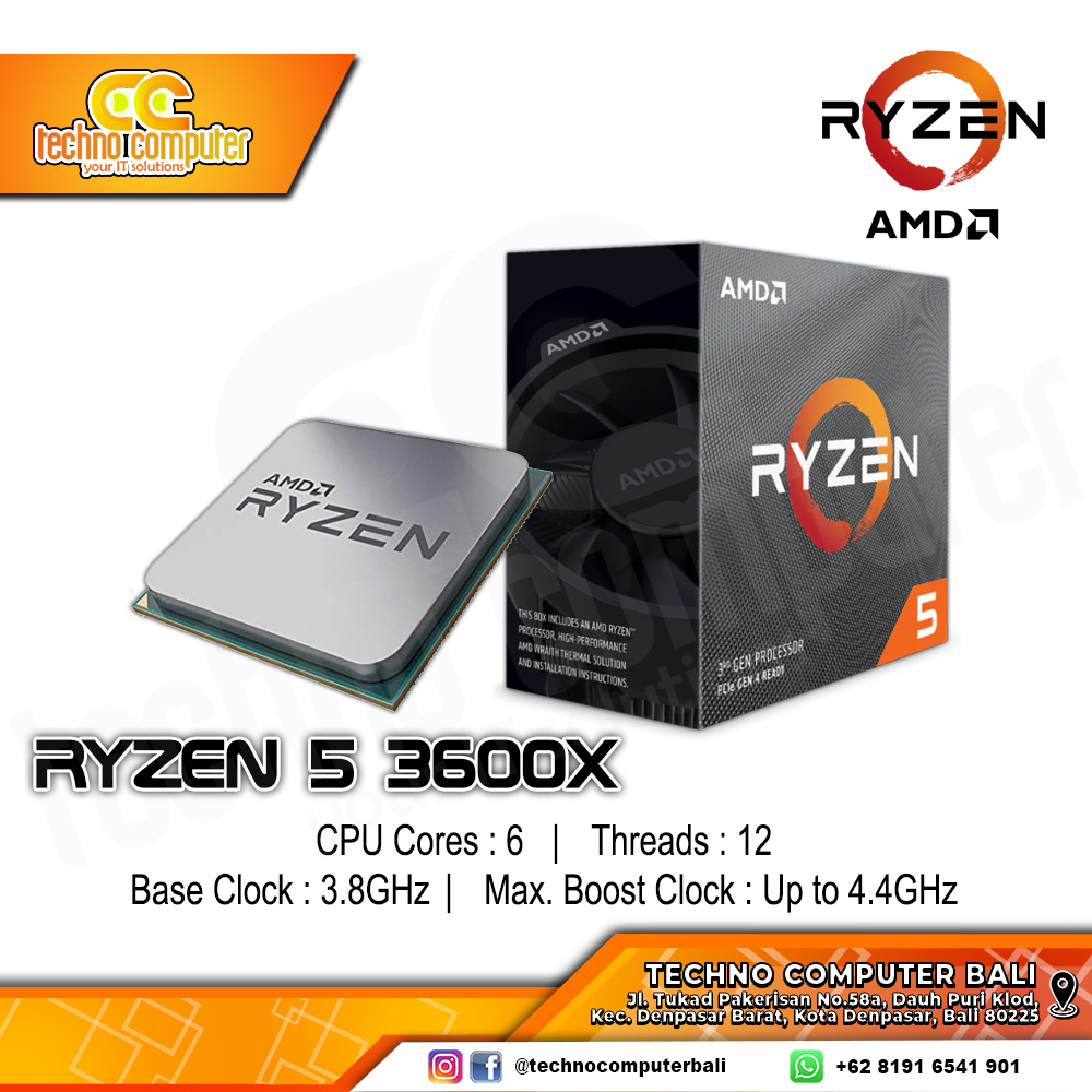 PROCESSOR AMD RYZEN 5 3600X - 6 Core 12 Threads Up to 4.4GHz - Socket AM4