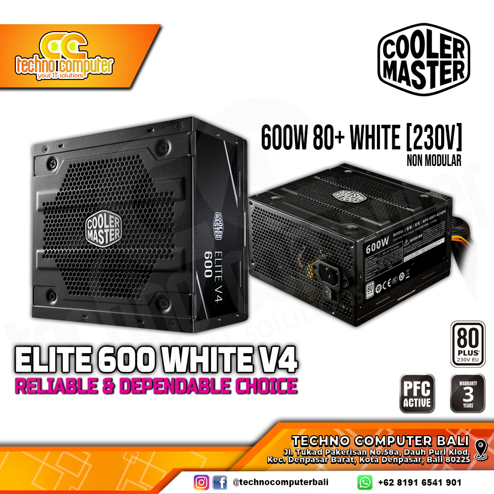 COOLERMASTER ELITE V4-600 600W 80+ White (230v) - Non Modular