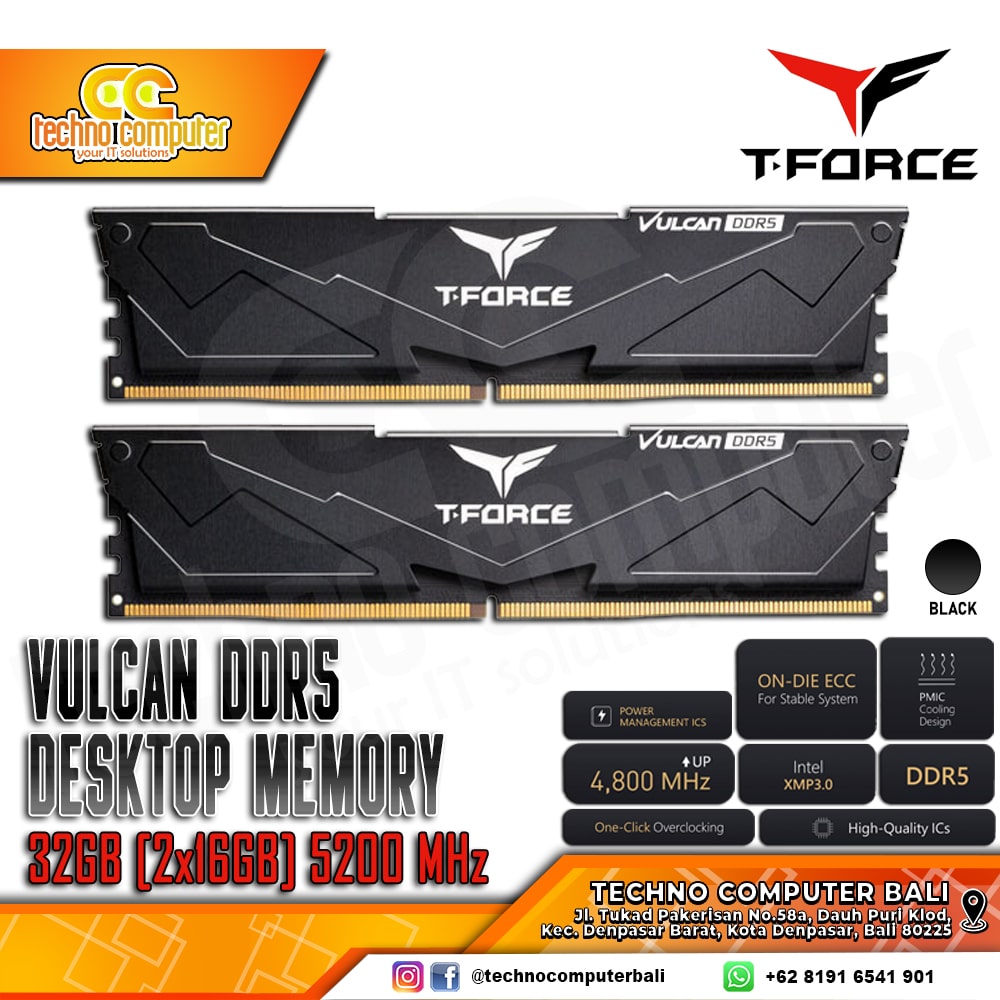 DDR5 TEAM T-FORCE VULCAN 32GB (2x16GB) Kit 5200Mhz