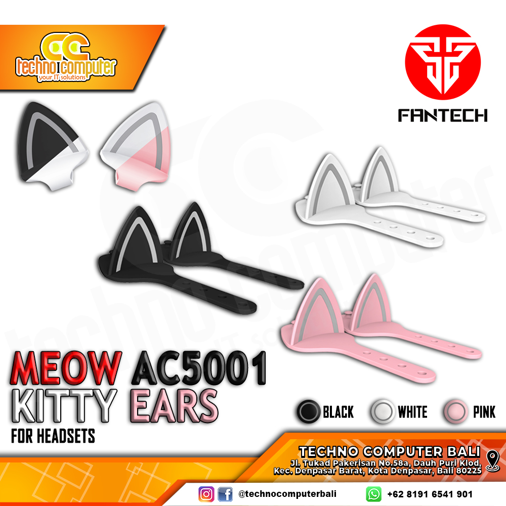 FANTECH AC5001 MEOW Kitty Ears for Headset - White